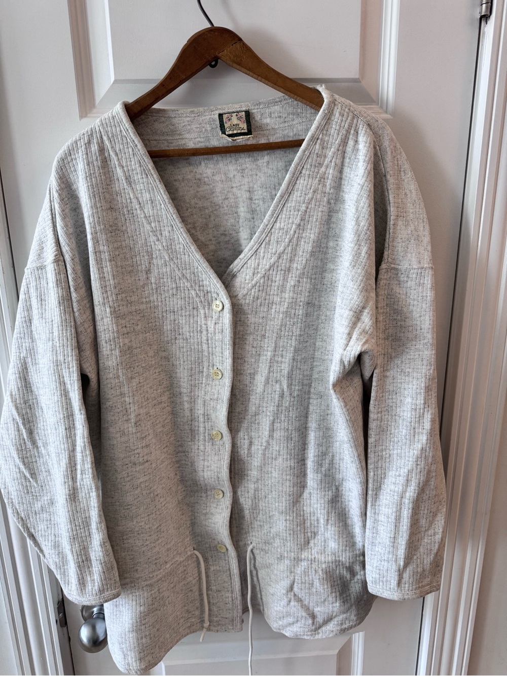 Vintage lady footlocker Relaxed cottage core Ribbed Button-Up Cardigan Sweater